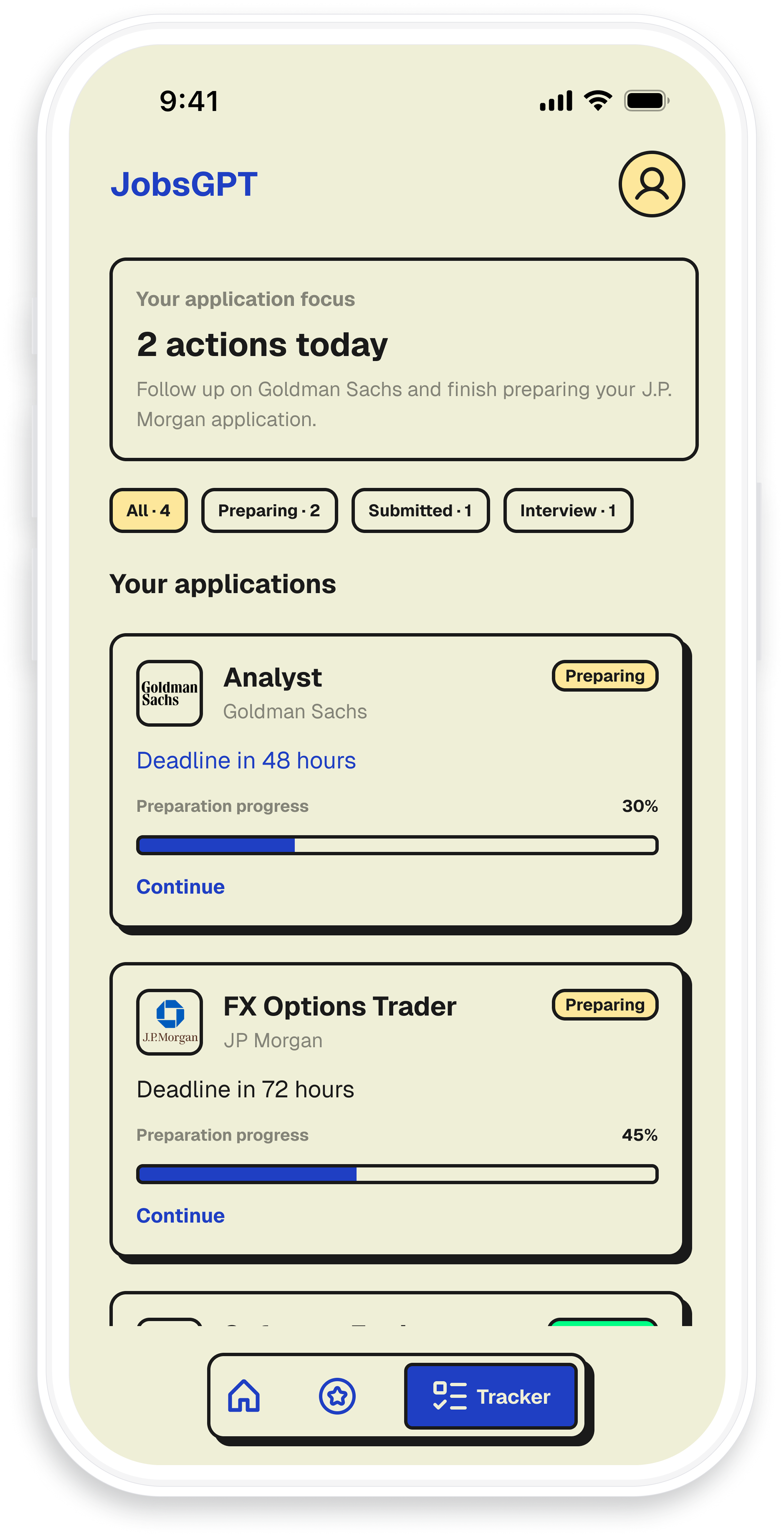 Tracker screen