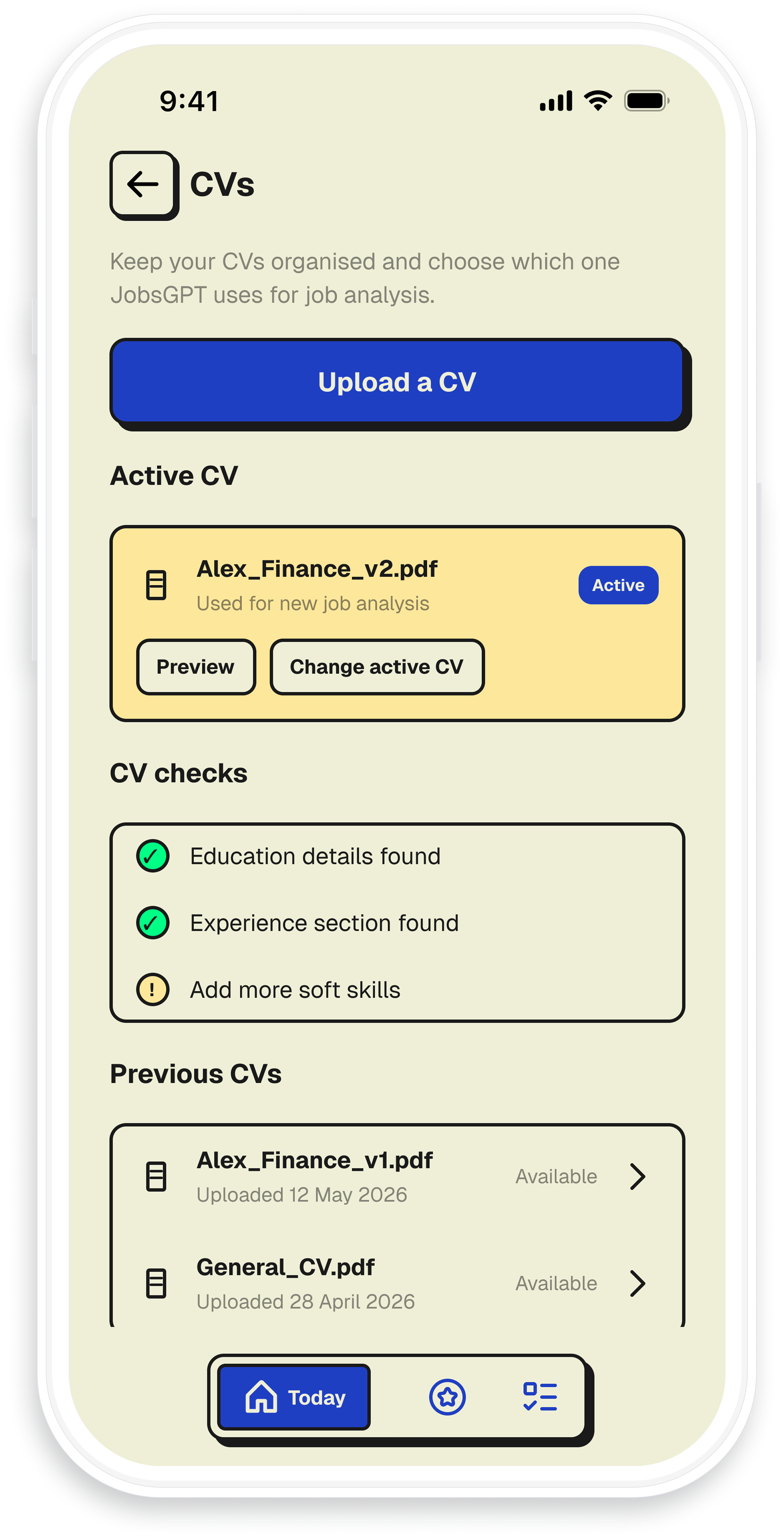 CV guidance screen