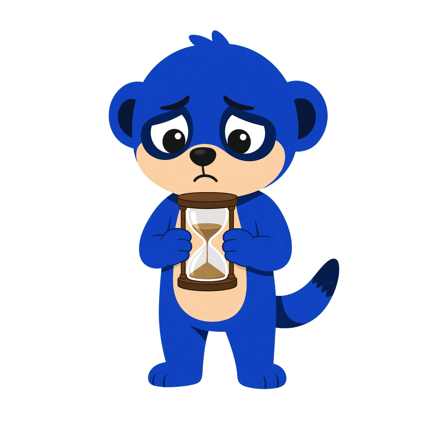 Tobi holding an hourglass as time runs out